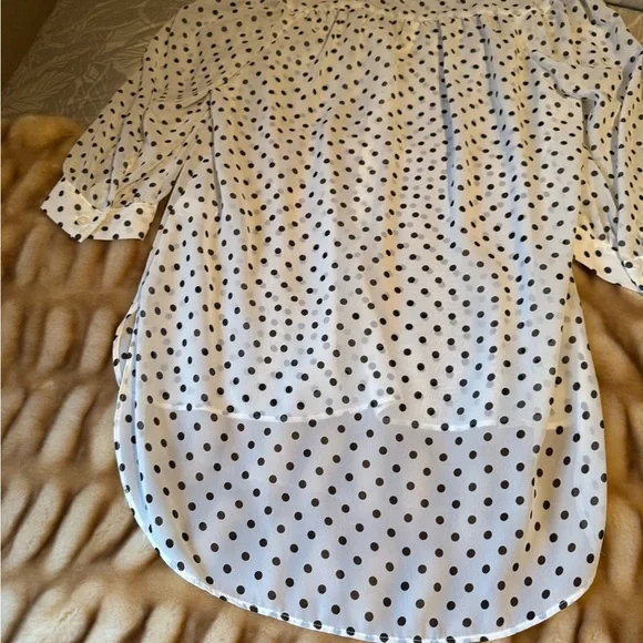 LC Lauren Conrad White Polka Dot Blouse - Picture 9 of 10